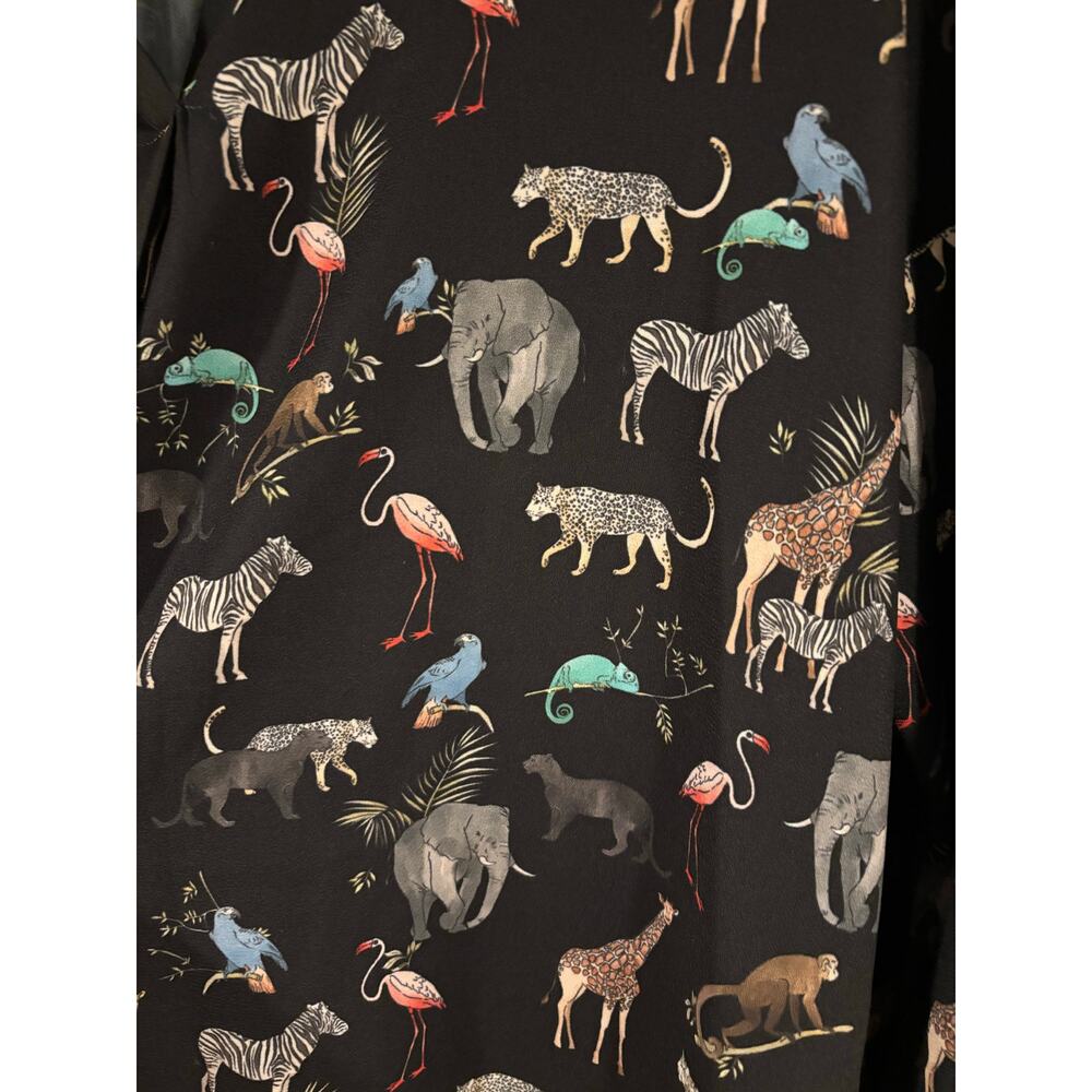 Zara Animal Zoo Print Long Sleeve Blouse XL - Picture 3 of 5